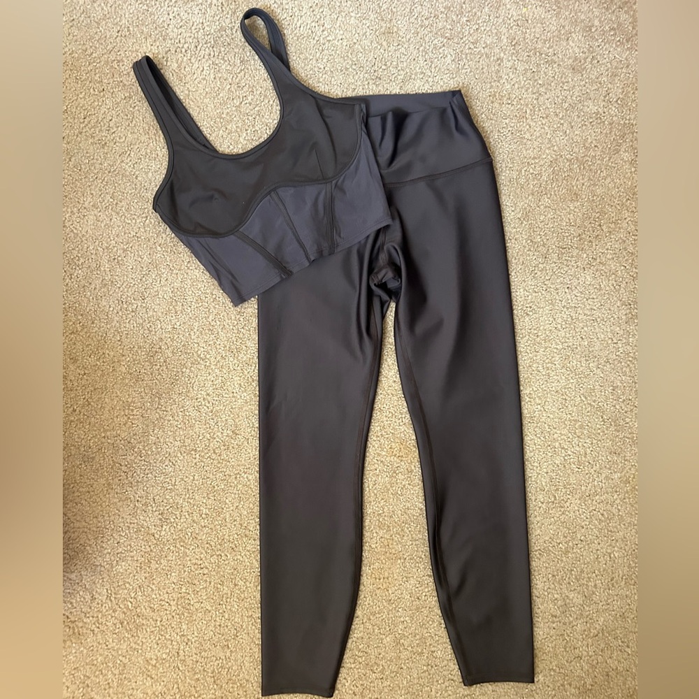 Alo Airbrush Espresso set M Corset Leggings